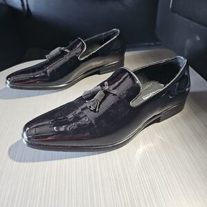 Stacy Adams Phoenix Tassel Slip On Tuxido Shoes Black Patent Leather Size 8M